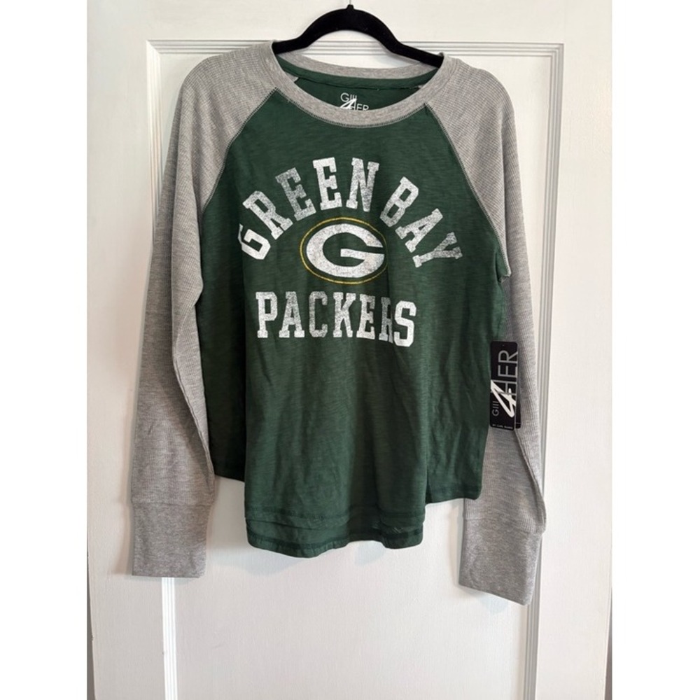 NWT Women's NFL Team Apparel Green Bay Packers Long Sleeve Shirt Size Large
